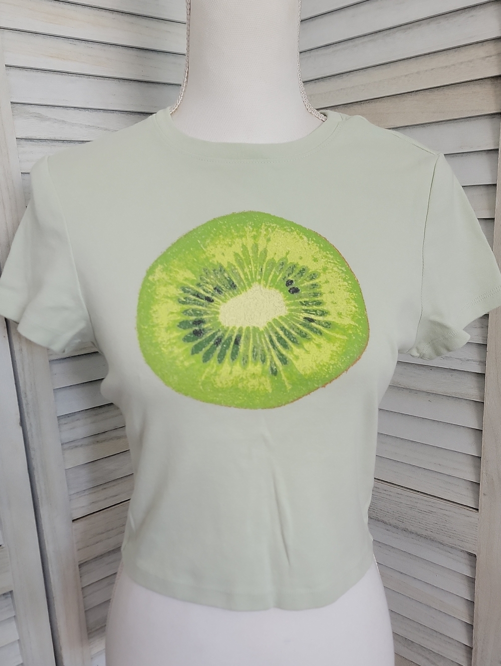 🐞4/$10🐞 Light Green Kiwi Graphic Crop Top